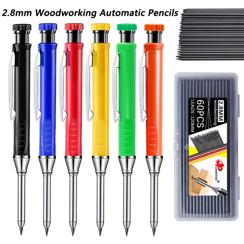 

Набор карандашей для деревообработки 2,8 мм со стержнем, 60 шт./кор., плотницкая маркировка и рисунок с глубокими отверстиями, для плотников и строителей