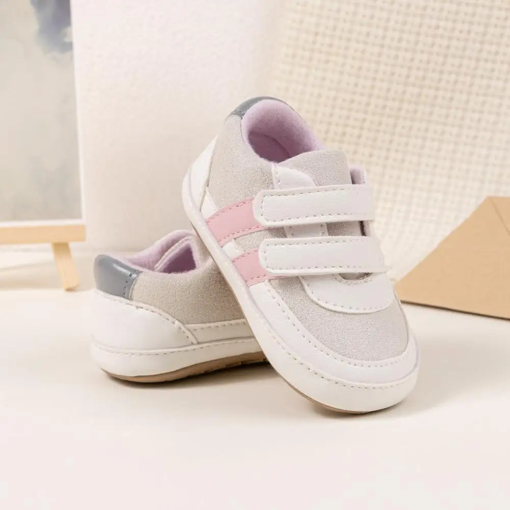 Meckior Newborn Baby Walking Shoes Breathable Baby Boys Girls Sports Shoes Color Blocking Non-Slip Rubber Sole Casual Shoes