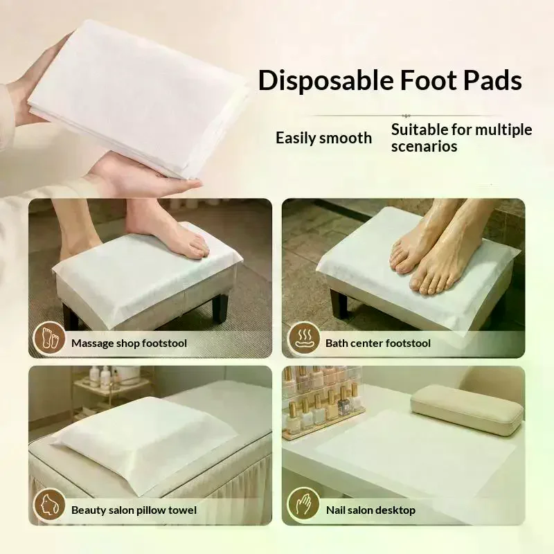 100Pcs Disposable Woven Fabric Pillow Towel – Soft, Skin-friendly, Hygienic, Convenient For Beauty Salons And Foot Spas.
