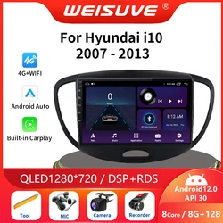 4G+64G CarPlay 2din Android Auto Radio GPS Multimedia Player for Hyundai i10 2007 2008 2009 2010-2013 AI Voice Wireless CarPlay