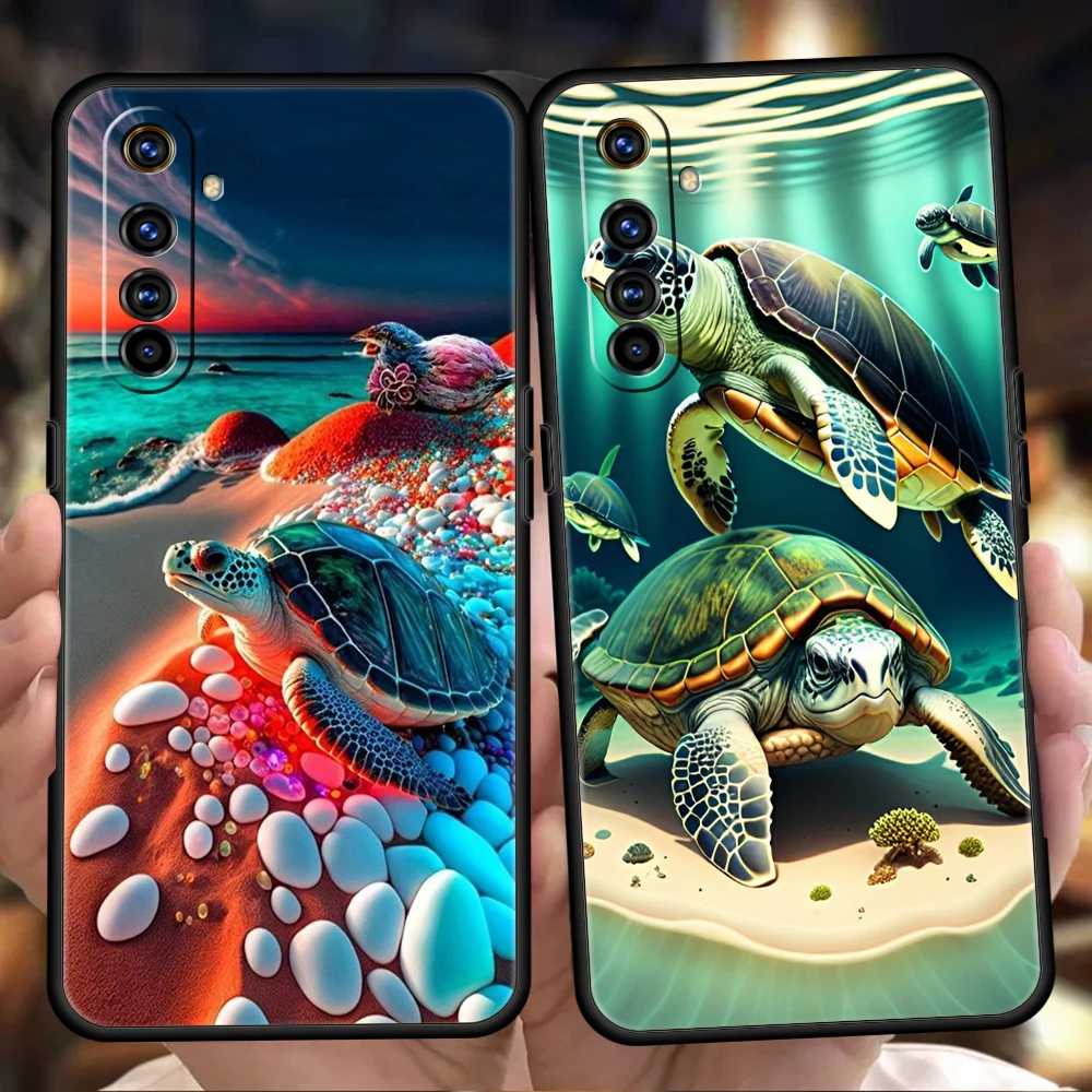 Little Turtle Phone Case for Oppo A17 A12 A57 A74 A16 Find X5 X6 A52 A53 A54 A15 Reno 6 Z 7 Pro A9 2020 5G Silicone Shell Capas