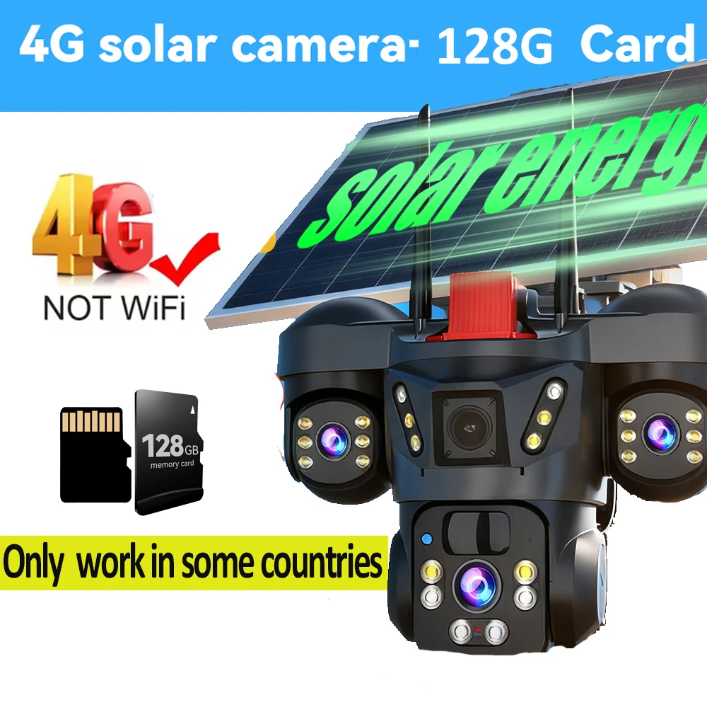 V380 Pro Draadloze Solar Beveiligingscamera Drievoudig Scherm 10X Zoom 4G Simkaart Solar CCTV Lange Batterijduur Draadloze Solar WiFi IP Camera