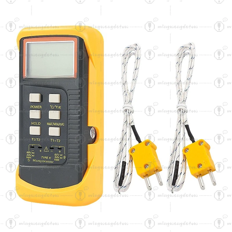 Dual Channel K-type Thermocouple Thermometer, Model 6802 High Precision Digital Temperature Meter for Industrial Detection