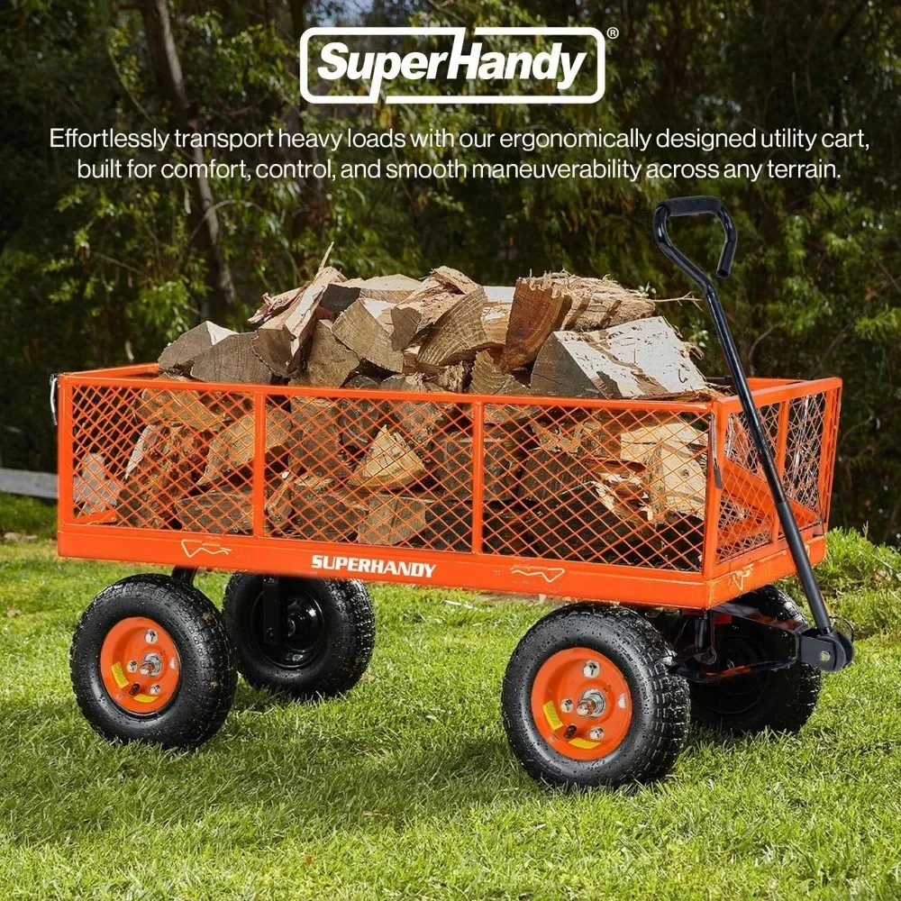 All-Terrain 10in Wheels Anti-Rust Steel Frame Cargo Trolleys 440lbs Load Garden Carts Folding Cart Convertible Flatbed Design