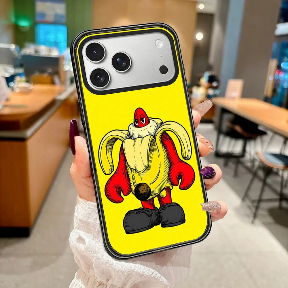 Funny Banana Lobster Impact Black Border Magnetic Phone Case Cover for IPhone 13 14 15 16 17 Pro Max Case for IPhone Air