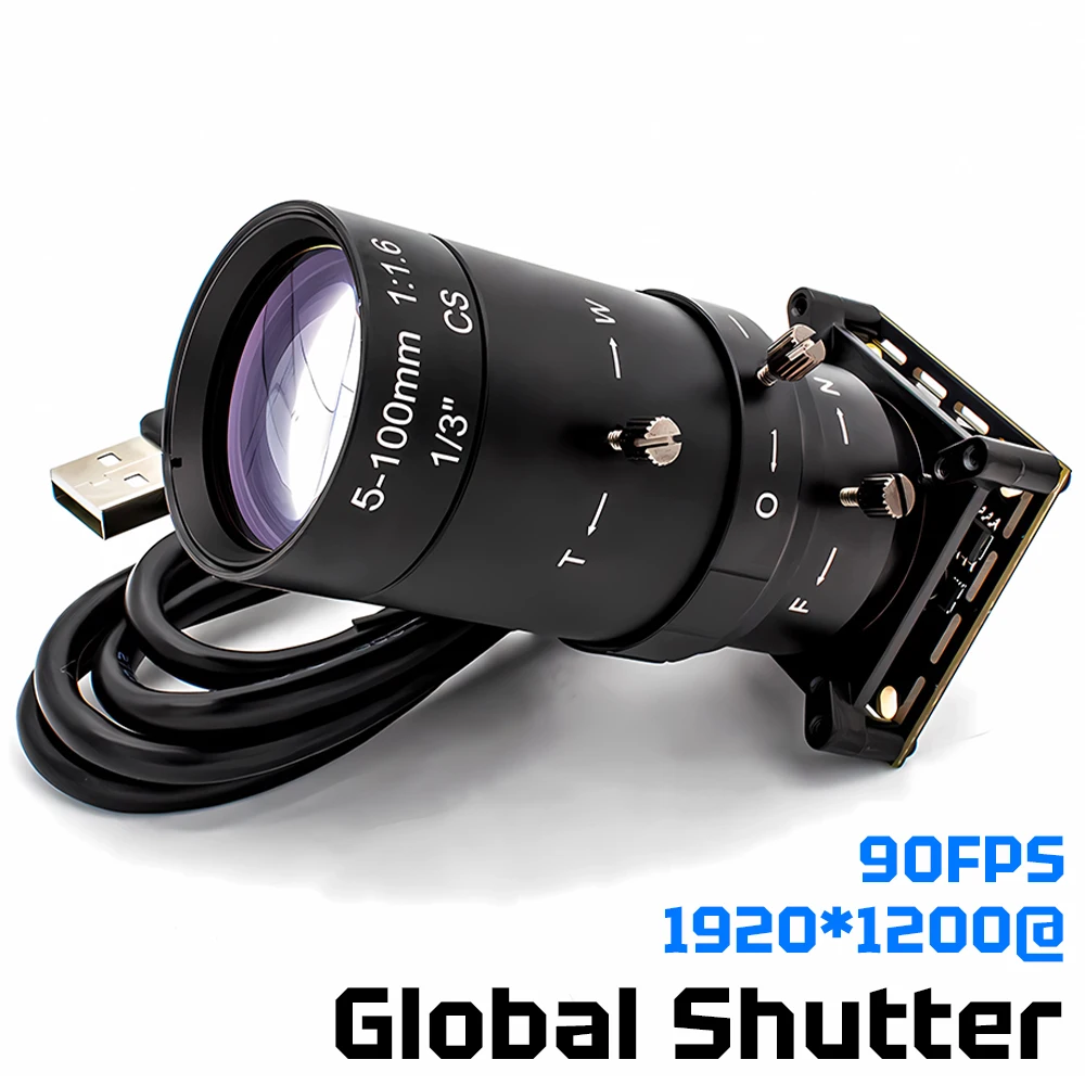 

2.3MP HD Global Shutter USB Camera Module 1080P 90FPS 1/2.6" SONY CMOS USB2.0 Plug And Play With 5-100mm Varifocal CS Mount Lens