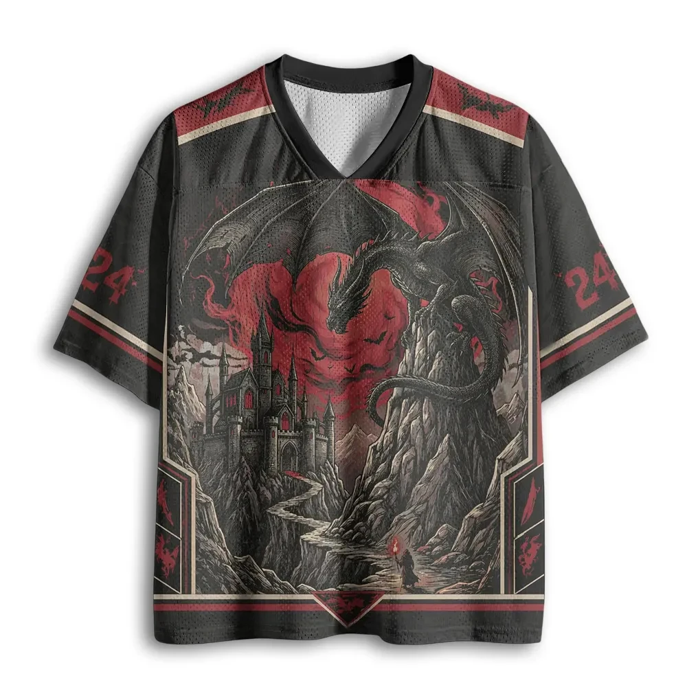 2026 Summer Fashion New Gothic Dark Fantasy Dragon 3D Printed Street Wear Leisure Sports Outdoor Hip Hop V-neck T-shirt