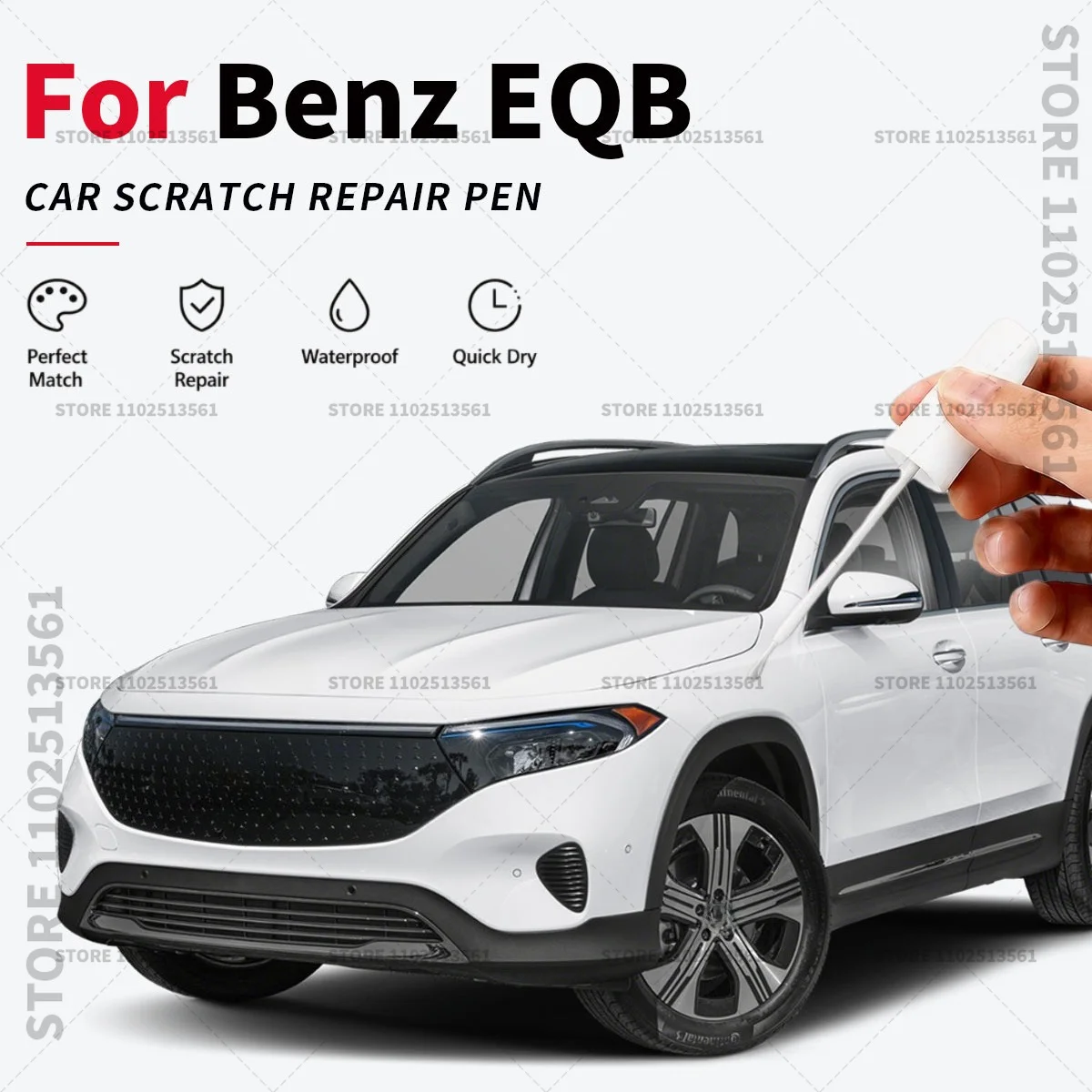For Mercedes Benz EQB white Blue Touch Up Paint Pen for Car Scratch Repair Quick Dry Auto Paint Brush for Minor Paint Damage