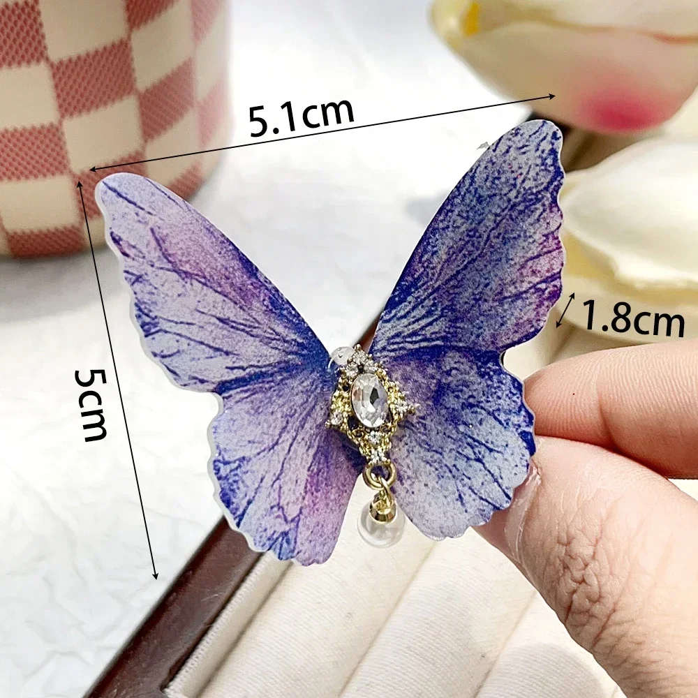 2PCS Colorful Butterfly Hairpins Girl Hair Clips Barrettes Women Sweet Hair Ornament Rainbow Headwear Fashion Hair Accessories