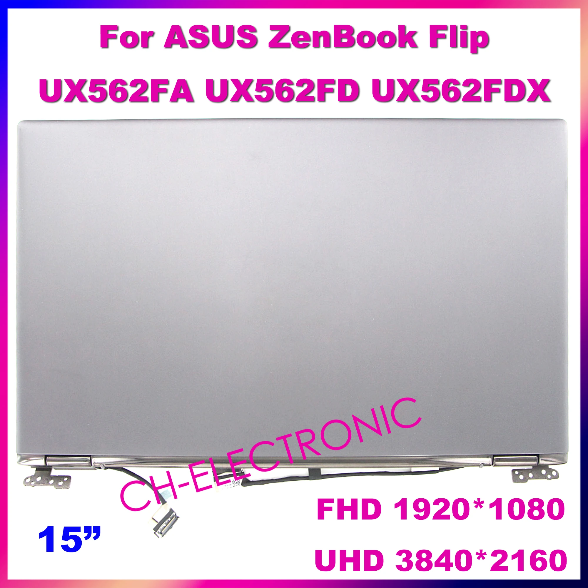 

15.6" For Asus Zenbook UX562FA UX562FD UX562FDX FHD 4K UHD 3840*2160 LCD Touch Screen Display Full Assembly With Hinges Gray