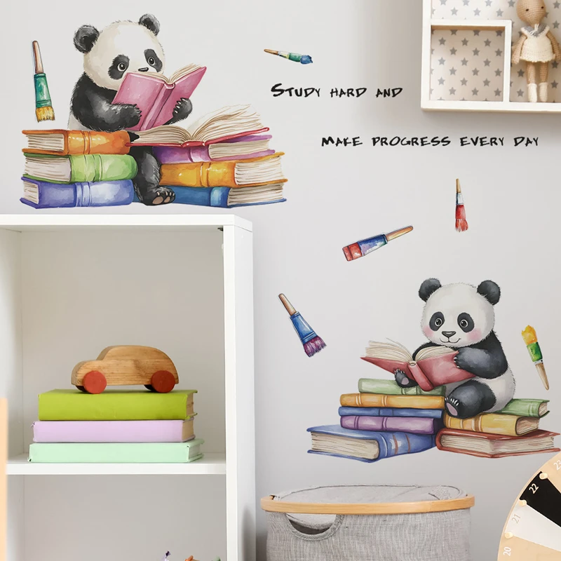 

Изучайте читать милая детская панда 3D виниловые настенные художественные настенные наклейки для дома, детской спальни, украшения детской комнаты, детские наклейки-головоломки