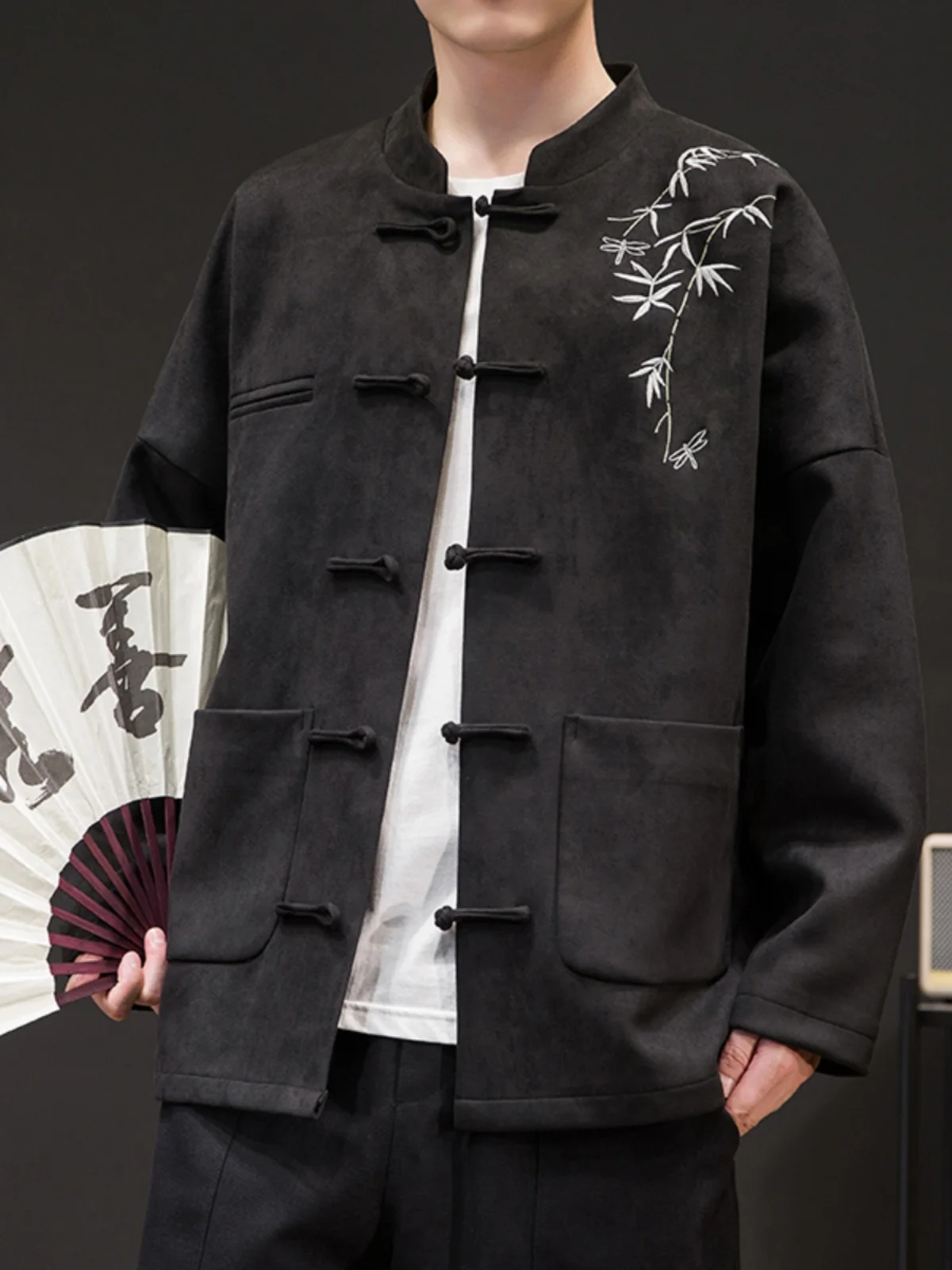 

Молодежное мужское джато с вышитым воротником-стойкой, традиционное китайское пальто, осенне-зимнее пальто с цветочным узором и пуговицами с морским растением...