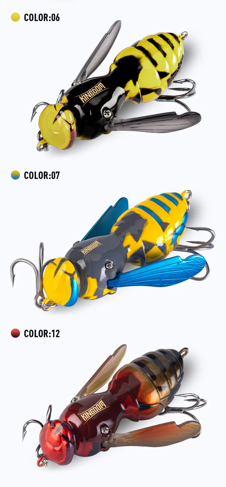 Kingdom Wasp Crawl Bait Schwimmender Angelköder 4,2g/40mm 6,6g/48mm Insekten-Bionik-Swimbaits Oberflächenköder Künstlicher Harter Köder – Detail 16