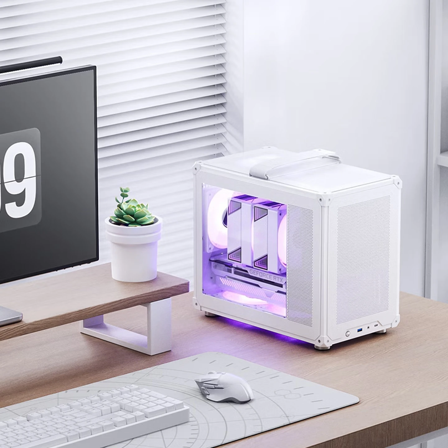 Without Fan White, Portable MATX Chassis (four-sided MESH Board/5 Fan Positions/SFX/ATX Power Supply/≤ 170mm Radiator/335mm Grap