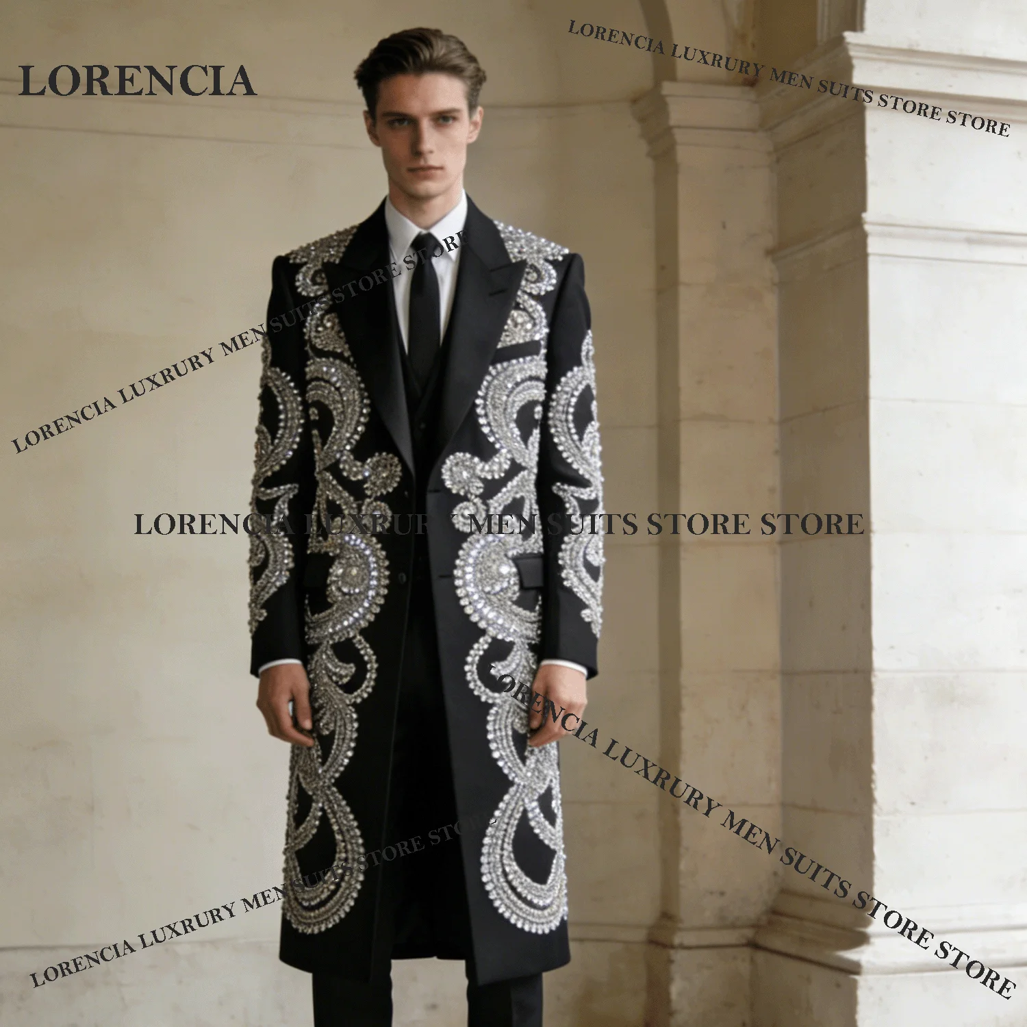 Handsome Customized Men Diamond Design Suits Fashion Wedding Tuxedos Sparkly Slim Ropa hombre 3 Pieces Sets Groom Male Blazers