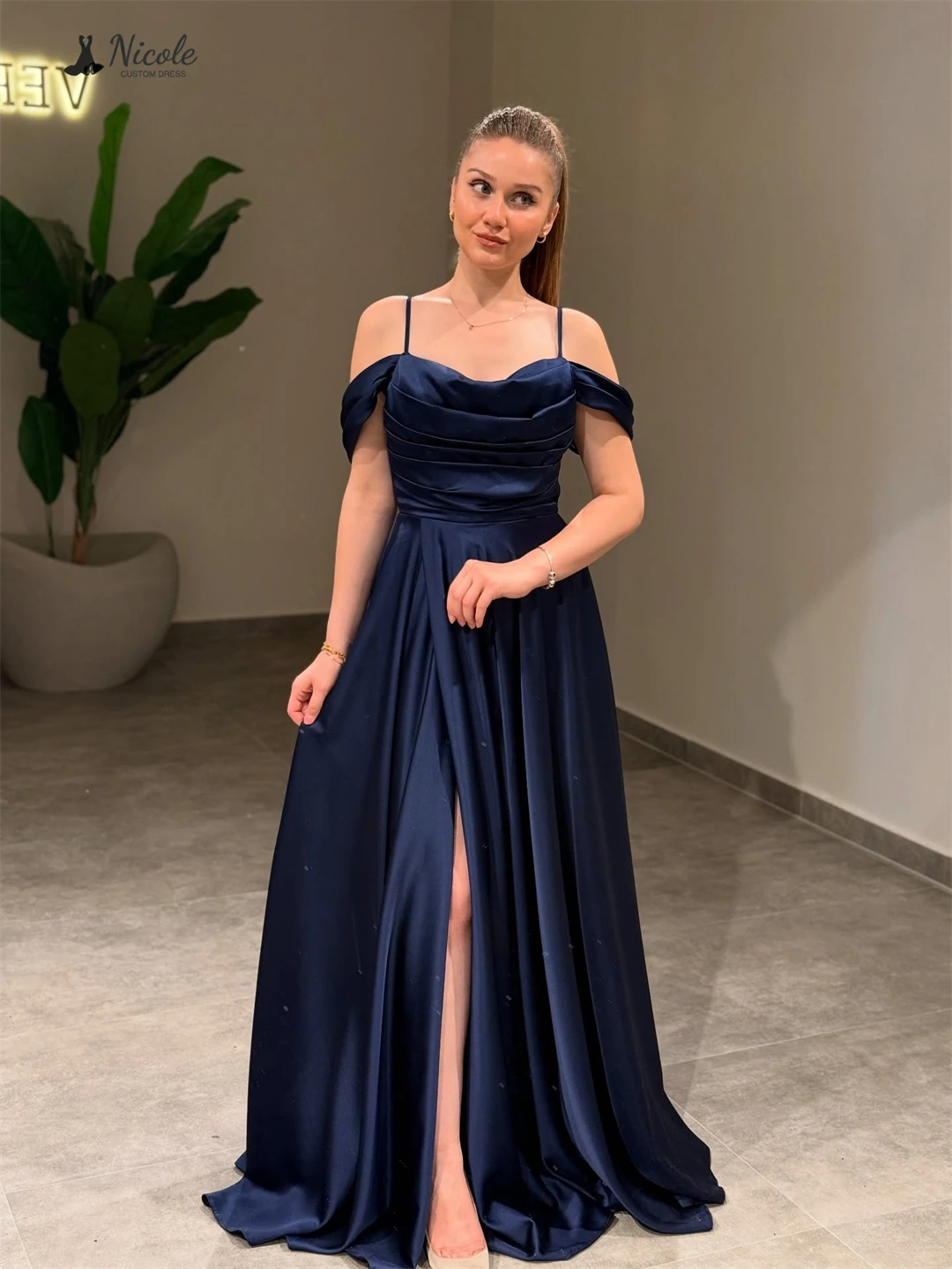 Nicole Robe De Cocktail Femme Spalline sottili Abiti da sera da donna di lusso Donna Elegante linea A Abiti da ballo di lusso