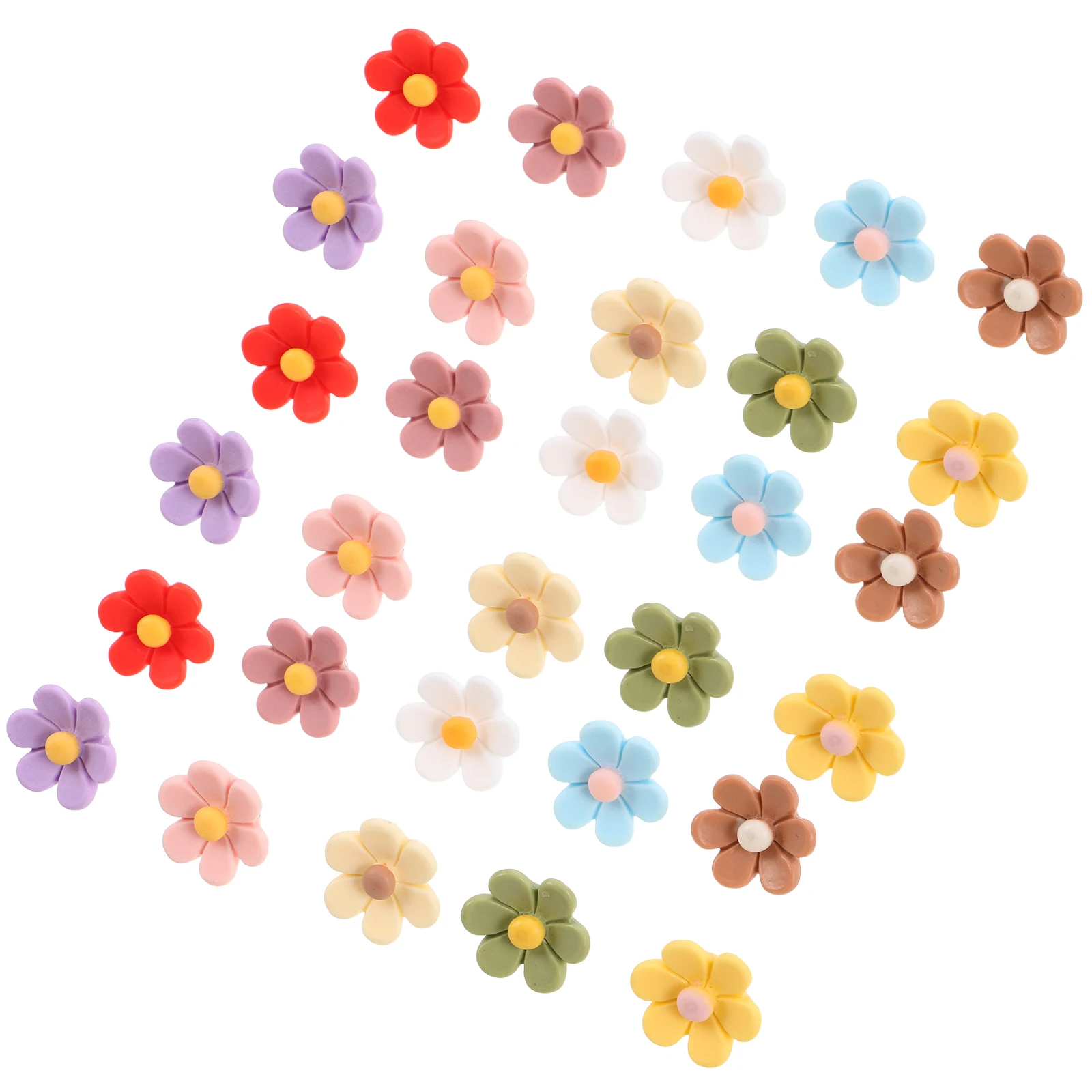 

30 Pcs Flower Pin Cute Thumbtacks Push Pins for Bulletin Board Shaped Aesthetic Wall Decor Photo