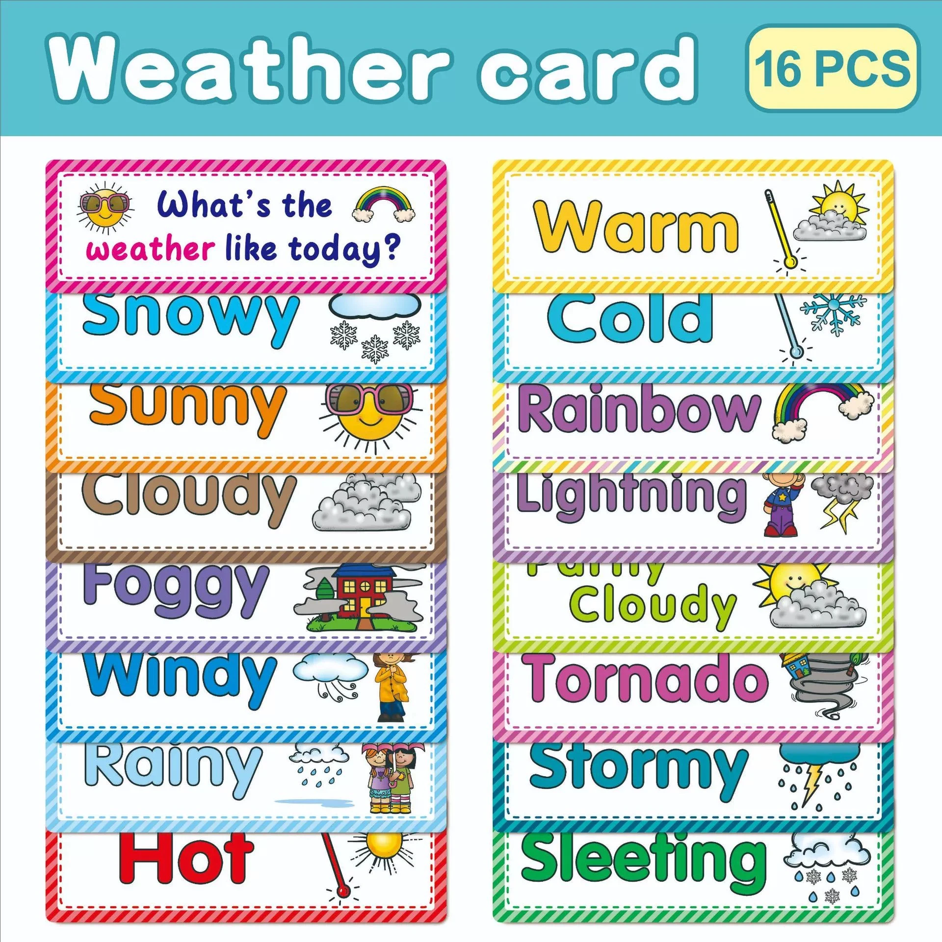 Weather Week Month Children's English Early Education Flash Card English Classroom Decoration Environmental Creation Word Card