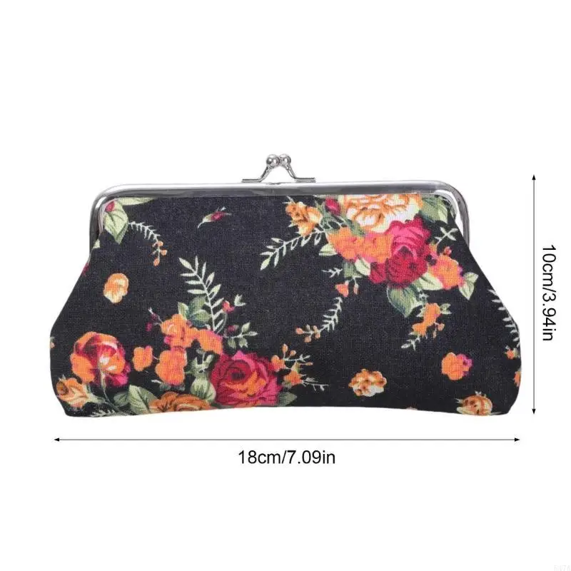 

Vintage Floral Kiss Lock Coin Change Wallet Purses Buckles Coin Purses for Women 547A