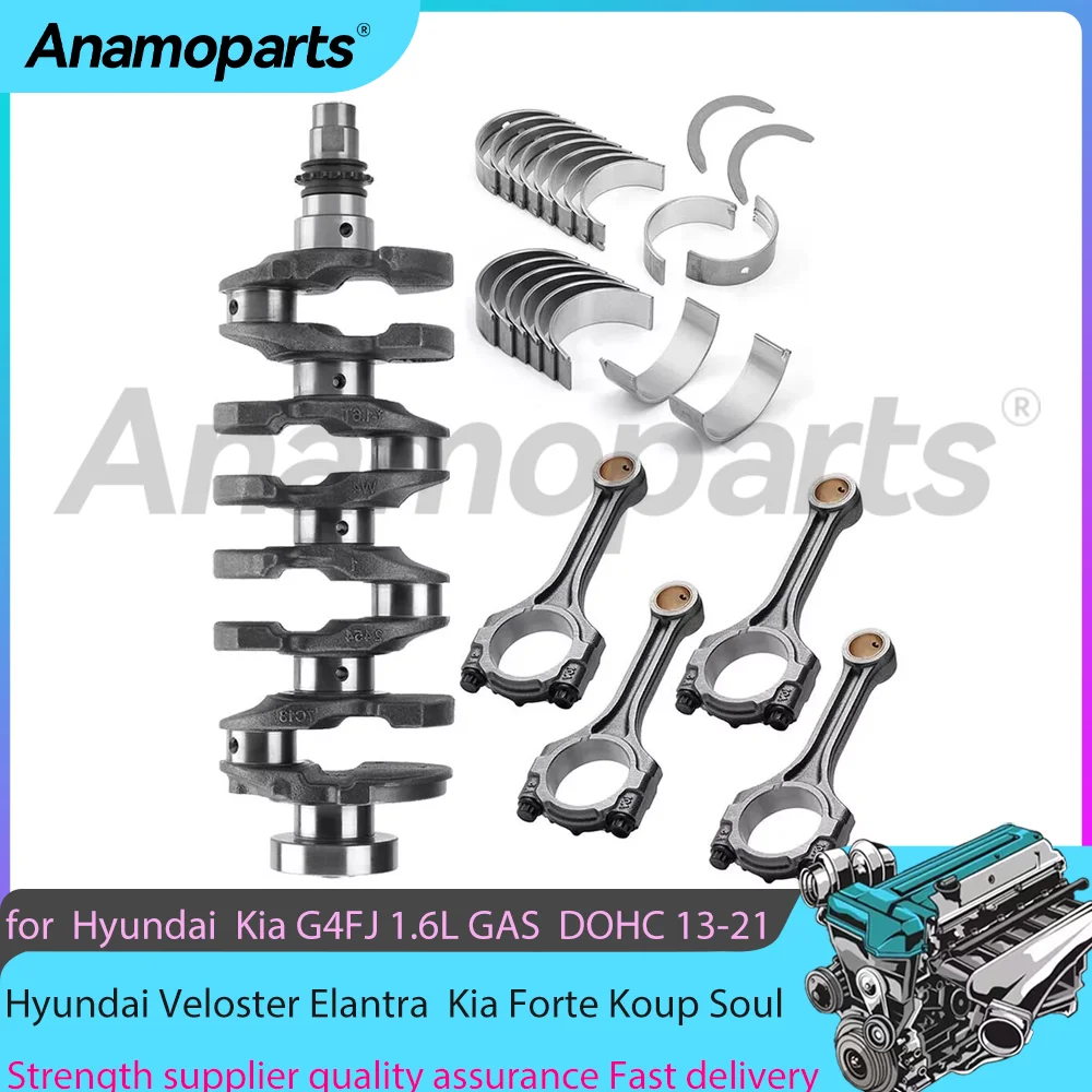 Cigüeñal, bielas y cojinetes del motor G4FJ para Hyundai VELOSTER TUCSON Kia FORTE SEDAN 1.6L L4 GAS DOHC Turbo de 2013 a 2021