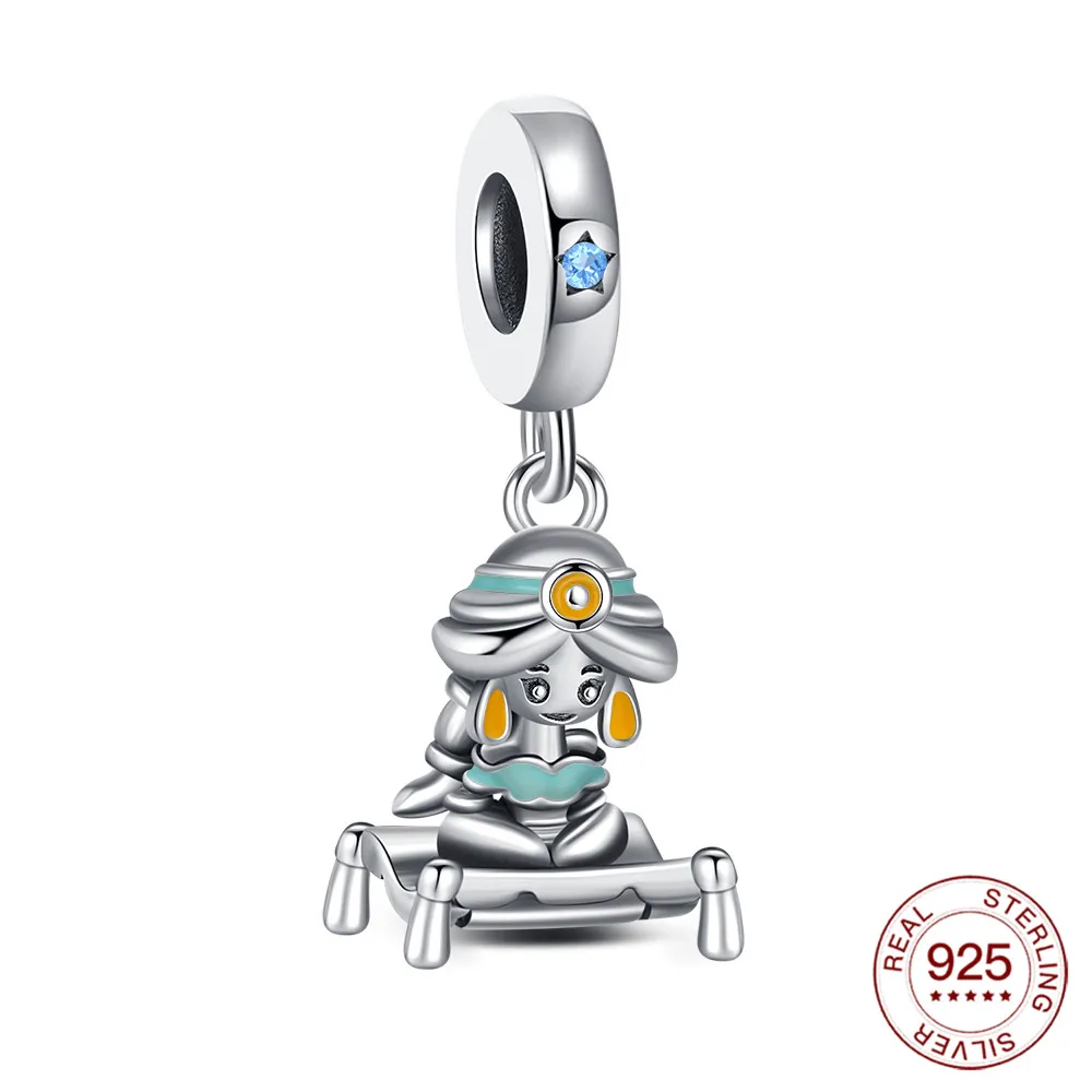 

2025 Holiday Charm Aladdin Princess Pendant 925 Sterling Silver Bead Fit Bracelets Diy For Woman Holiday Jewelry Love Gift