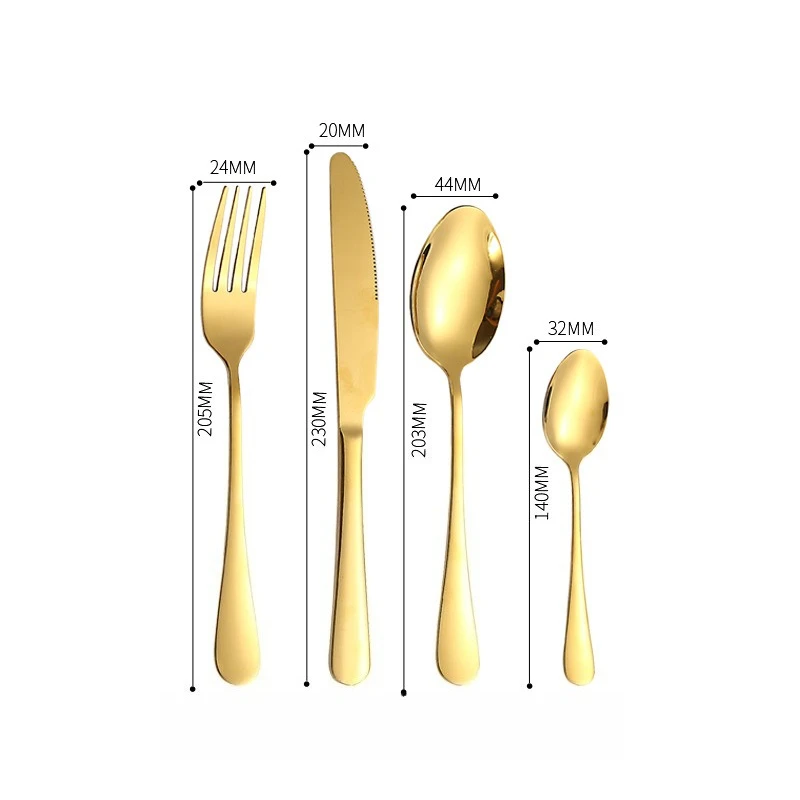 Stainless Steel Tableware Steak Western Food Knife, Fork and Spoon 4 Main Pieces Tableware Set