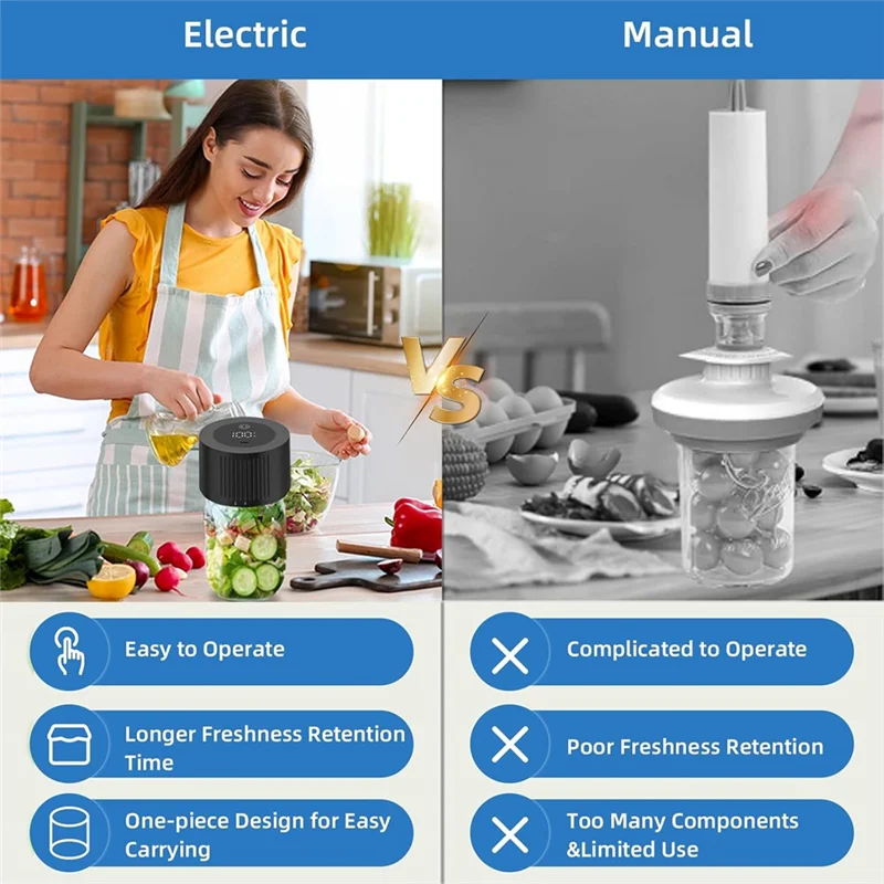 B13C Electric Rechargeable Ball Jar Sealer For Mason Jars, Vacuum Sealing Kit Fits For Regular Mouth& Wide Mouth