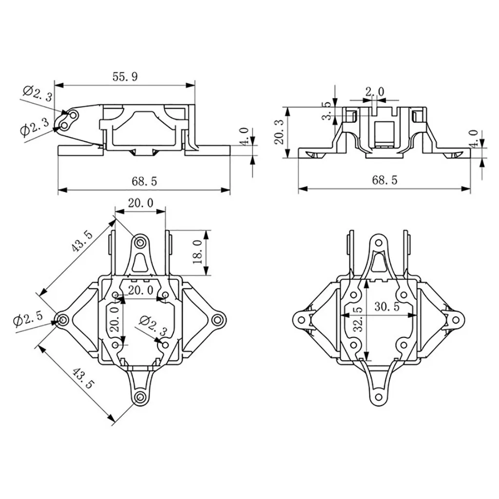 ShenStar Mobula8 HD O3 Replacement Mount Frame Bracket for Happymodel Mobula 8 RC Plane for O3 Air Unit Vista Module DIY Part