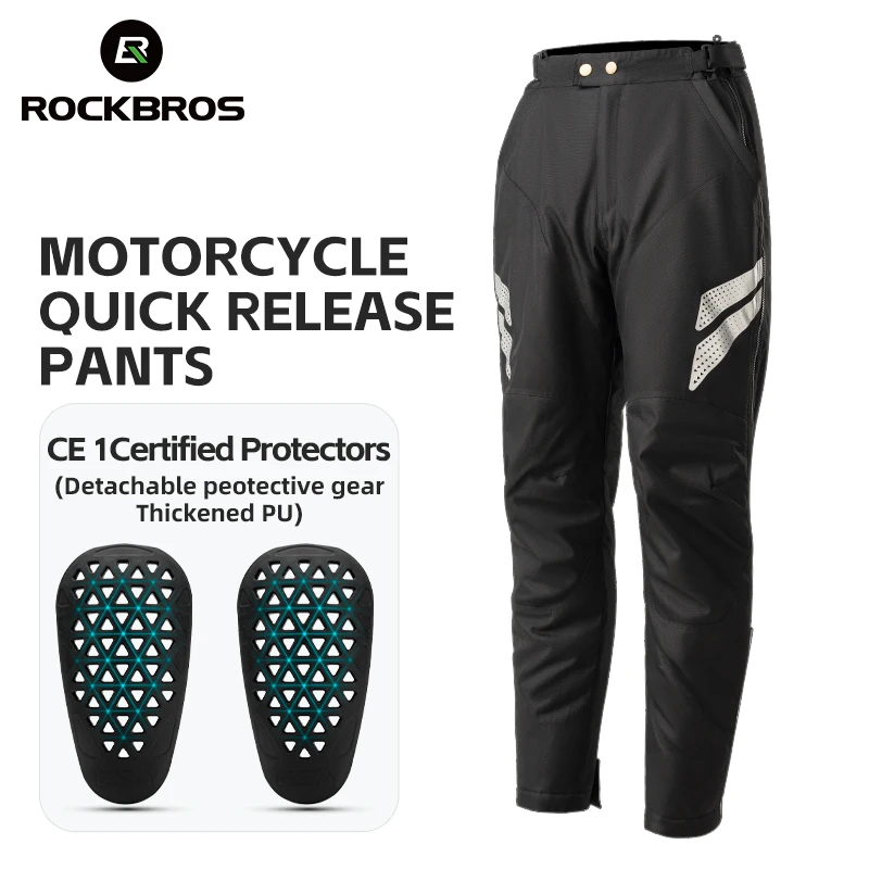 ROCKBROS Motorcycle Pants Windproof Winter Keep Warm Riding Long Trousers Quick Release Thermal Fleece Electric Vehicle Pants