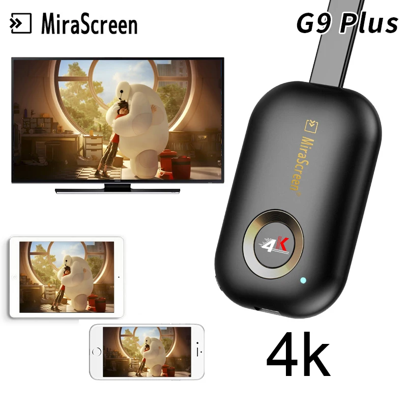 

Mirascreen G9 Plus 2.4G 5G 4K Wireless Tv Stick Miracast Airplay DLNA Receiver Wifi Dongle Mirror Screen for Mobile Tablet