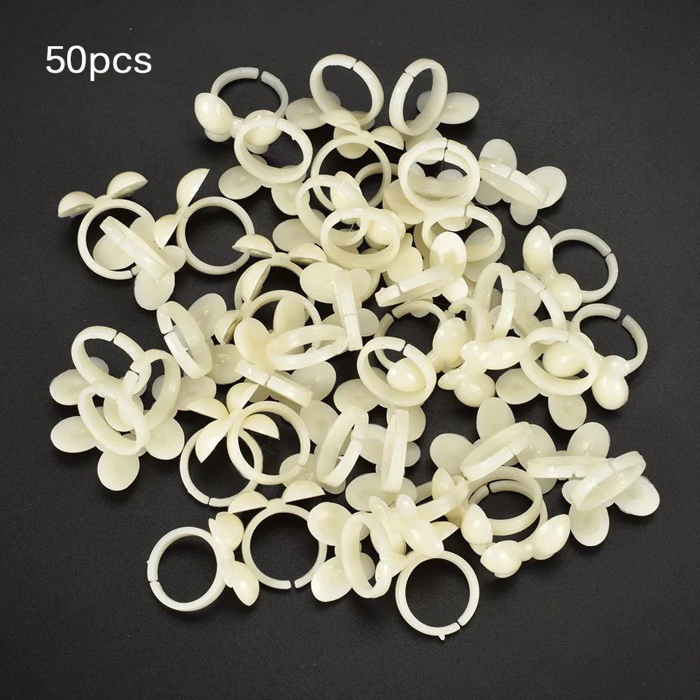 50pcs Transparent False Nail Rings Display Art Nails Tools Butterfly Designs Bottle Clip Palette Nails Manicure Tool