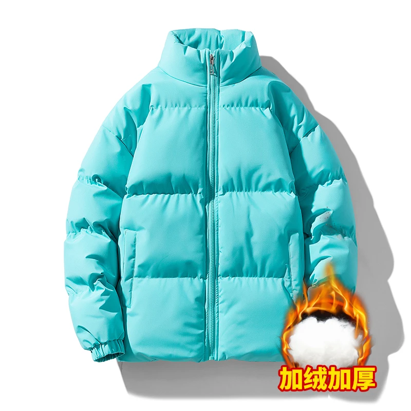 2024 Autumn and winter high neck padded coat thickened coat solid color padded jacket down jacket couple bread suit large size