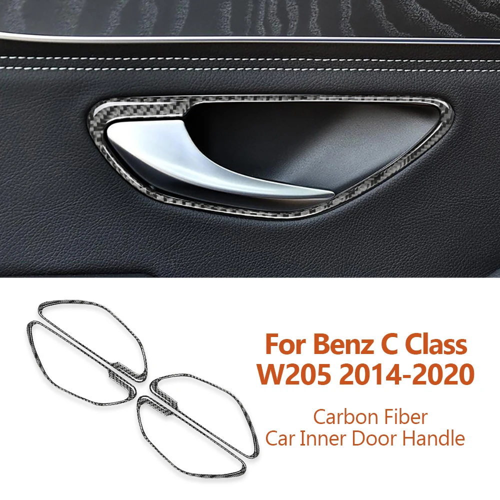 

For Mercedes Benz C Class W205 2014-2020 Carbon Fiber Car Inner Door Handle Frame Decorative Stickers Auto Interior Accessories