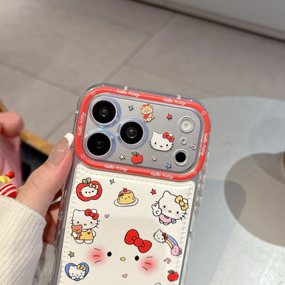 Cute Cartoon Sanrio Hello Kitty Bow Phone Case For iPhone 17 16 15 14 13 Pro Max Cases Shockproof Soft TPU Cover With Lanyard view 5