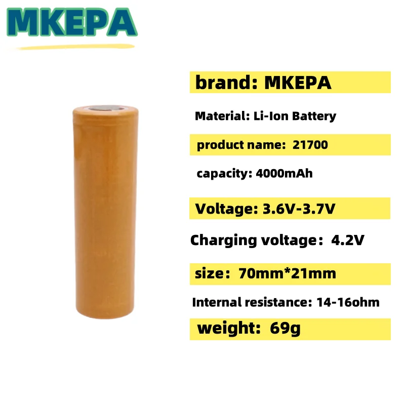 3.2V 21700 Rechargeable Battery 4000mAh Power Batteries 3C Discharge 21700 HD Cell Lithium Battery Applies toFlashlight