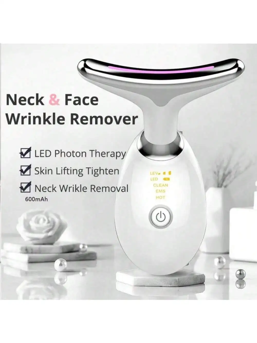 Appareil de Lifting du visage du cou EMS microcourant LED thérapie photonique Vibration masseur de visage Anti-rides raffermissement outils de soins de la peau