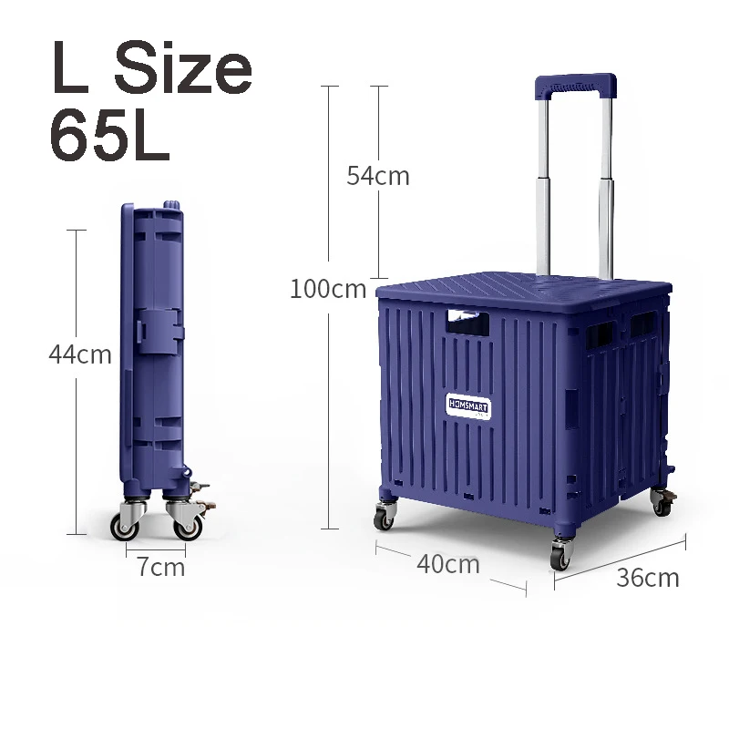 Rolling Crate With Wheels Foldable Rolling Pull Crate Heavy Duty Storage Cart Outdoor Folding Portable Shopping Carts Hand Cart