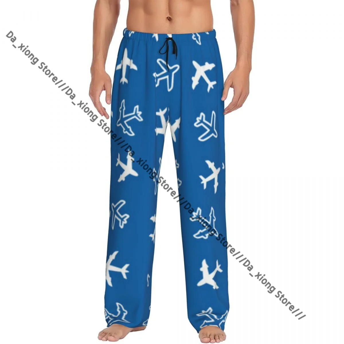 

Men's Sleepwear Loose Sleep Pants Pajamas Airplane Background Long Lounge Bottoms Casual Homewear