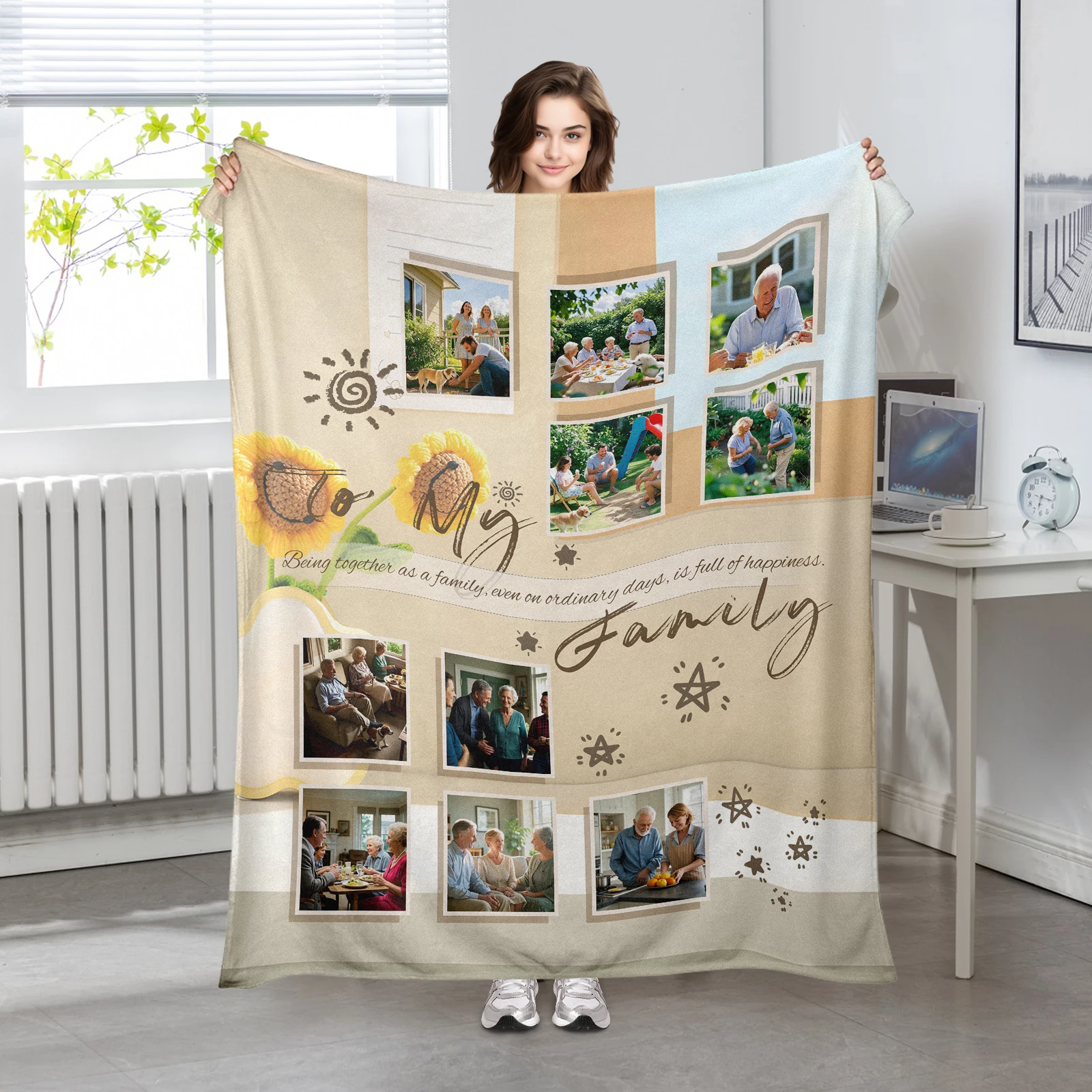 

Family Flannel Blanket With Ten Customizable Photos To Cherish Memories And Show Love