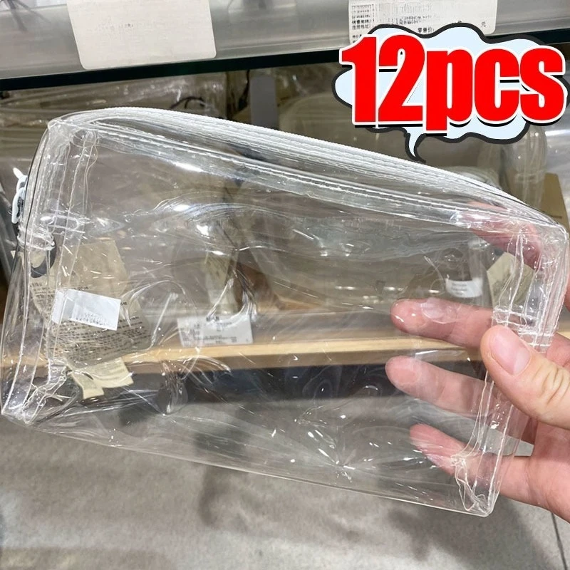 

12PCS Transparent PVC Storage Travel Organizer Clear Makeup Bag Beautician Cosmetic Bag Beauty Case Toiletry Bag Wash Bags