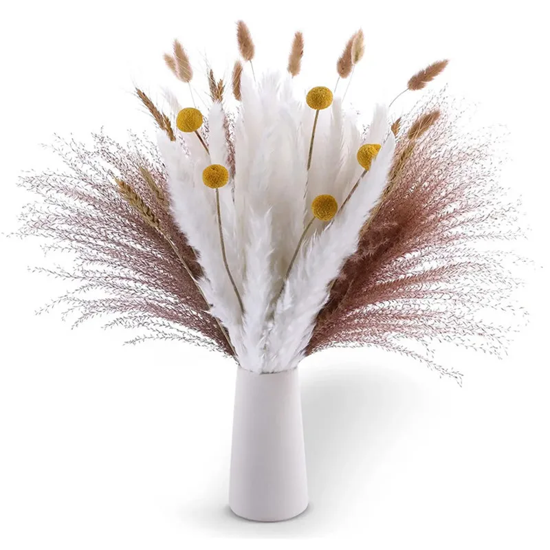 

70pcs Wedding Decoration Fluffy Natural Fleurs Deco Mariage Pampas Grass Bunny Tails Dried Flowers Bouquet Boho Home Decor