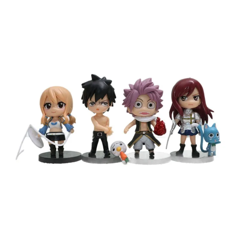 4 stuks anime sprookjesfiguren eeuwige lucy hartfilia modieus brinquedos erza scarlet cinza fullbuster conjunto decora neden
