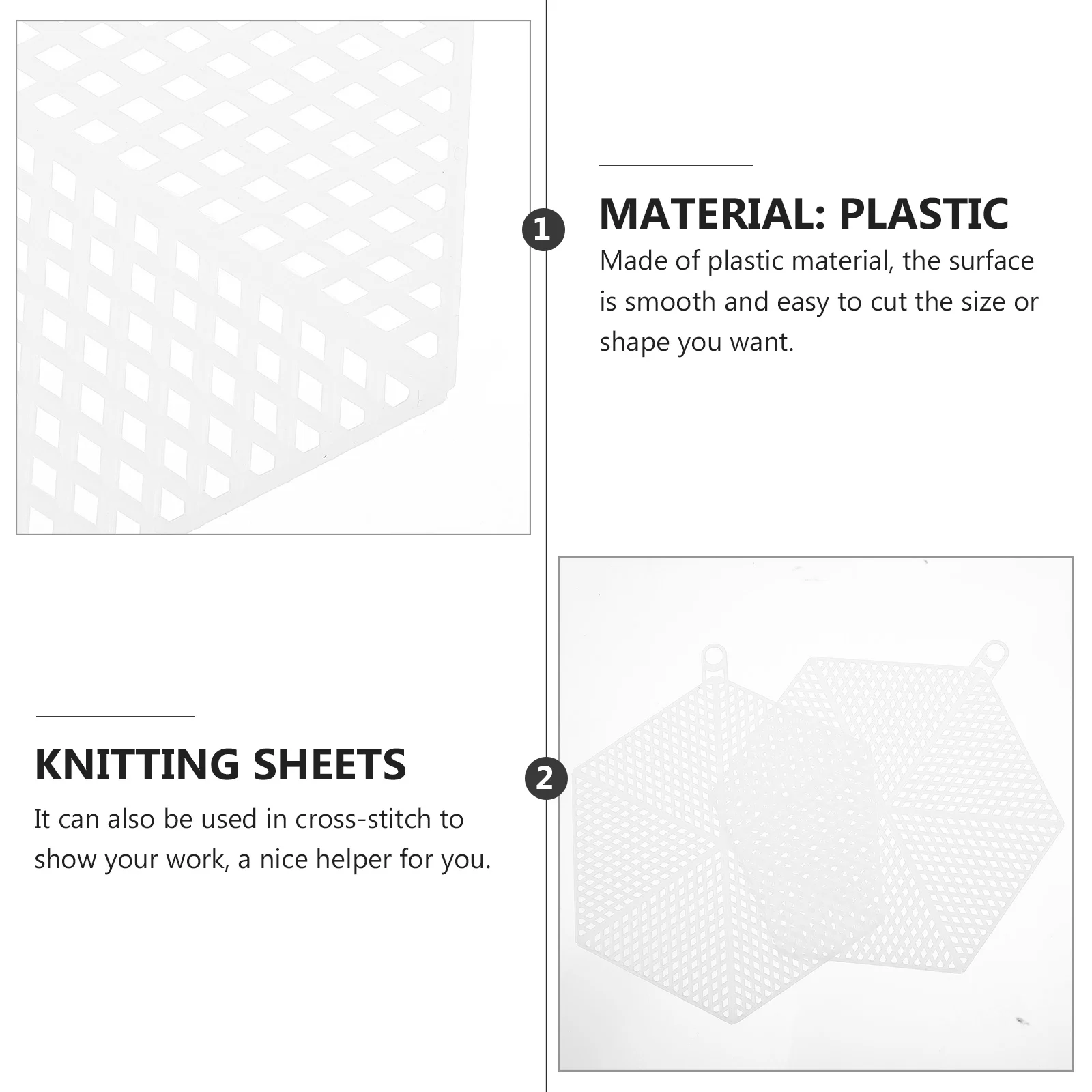 

10pcs Plastic Mesh For Embroidery White Diy Cross Stitch Canvas Rectangular Sewing Sheets Yarn Crafting Supplies Needles