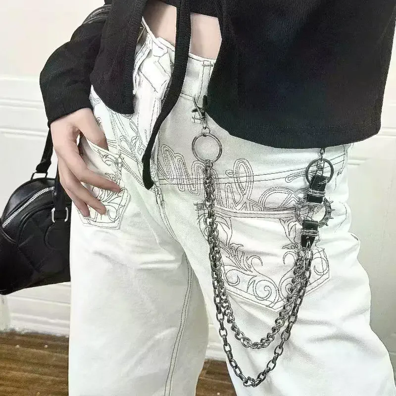 

Punk Rock Metal Layered Chain Unisex Waist Key Chain For Jeans Hip-Hop Pants Fashionable Belt Chain Jewelry