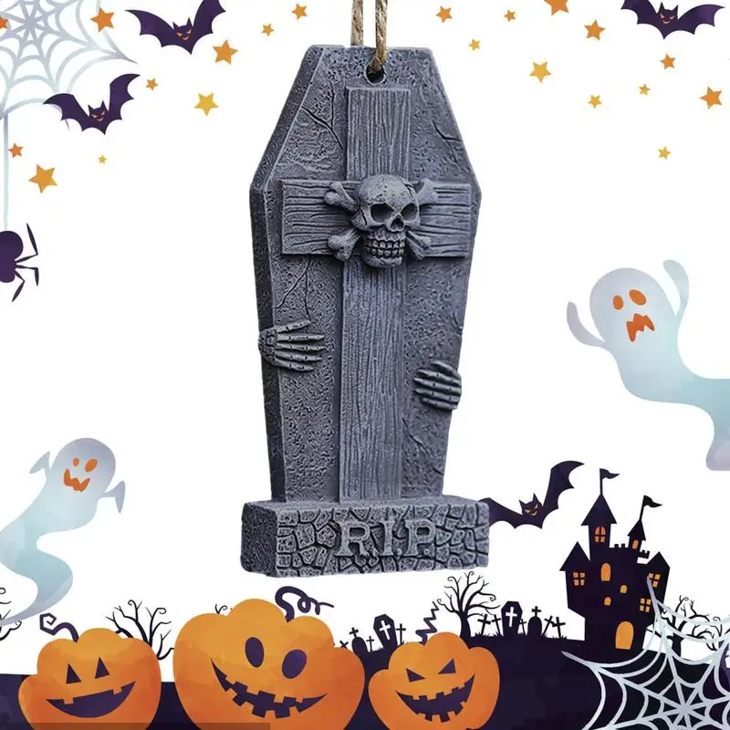 Halloween Gravestones Pendant Scary Thrilling Gravestone Ornament Sign Creative Gift Prank Prop For Garden Lawn Fireplace Dining