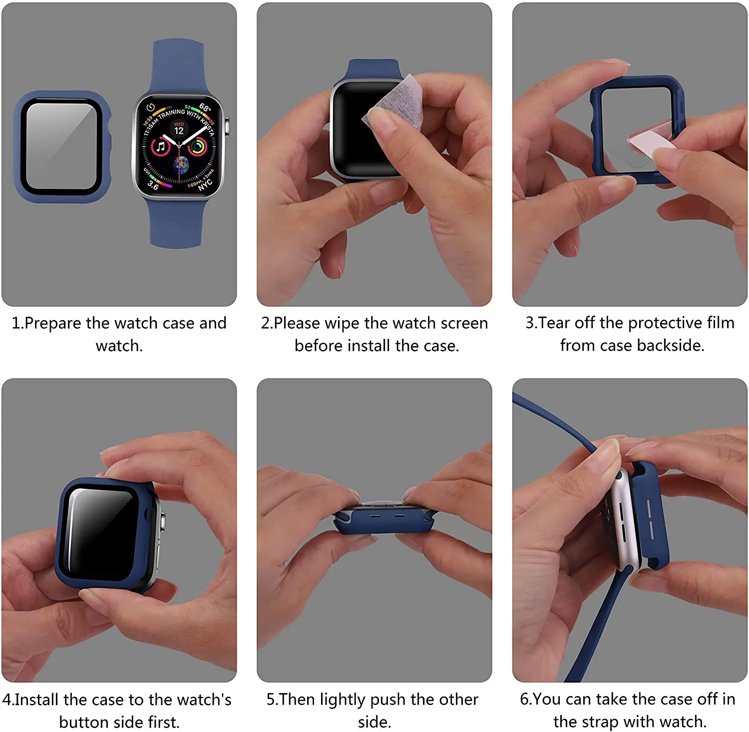 Cover + pellicola temperata per Apple Watch Case 45mm 41mm 9 8 7 Cover protettiva in vetro IWatch 6 5 4 SE 44mm 40mm 3 42mm 38mm Shell