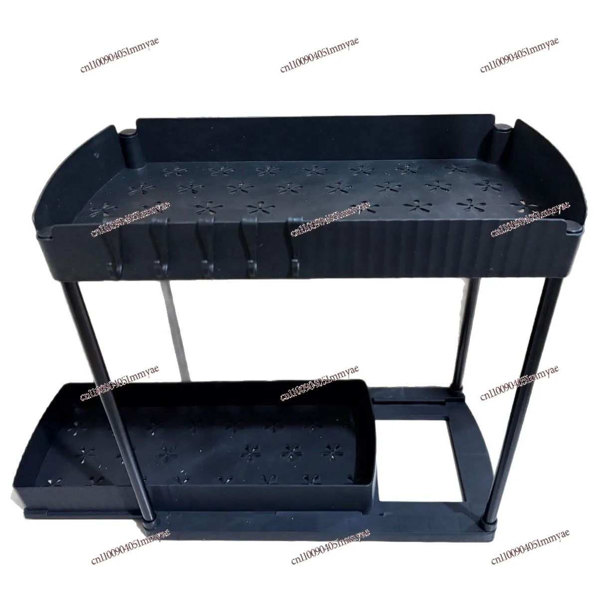 

Bestseller Curved Double Layer Mobile Kitchen Tabletop Shelf Multi-layer Storage Sink Shelf Under Cabinet black