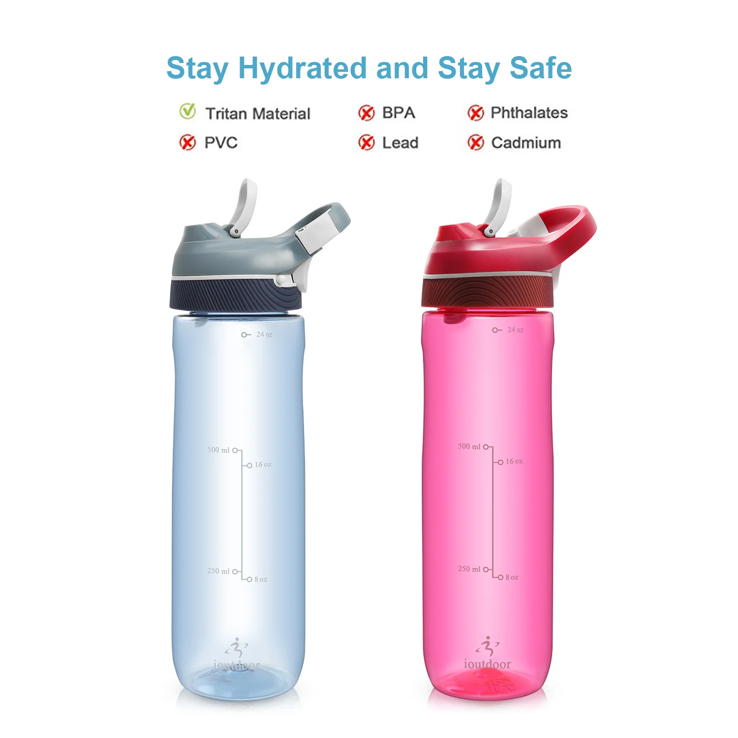 Sports Water Bottle - 24 OZ -One Click Open Eco Friendly & BPA Free Tritan Gym, Yoga, Running, Cycling, Camping and Outdoors