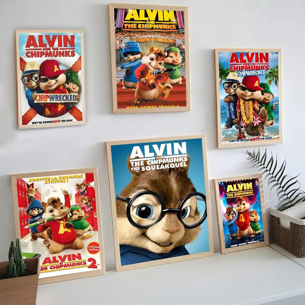 الكلاسيكية ألفين و C-Chipmunks الفيلم الكلاسيكي خمر الملصقات ورق أبيض يطبع الملصقات الفنية Kawaii غرفة ديكور