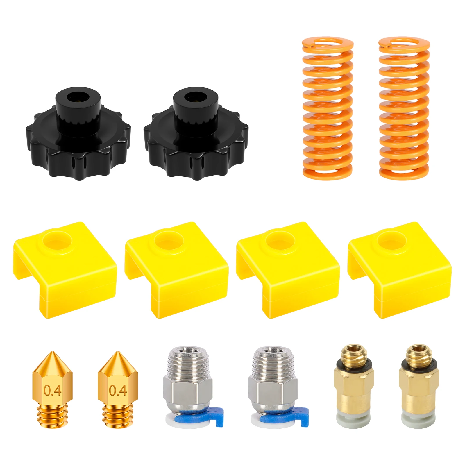 Boquilla de latón JP4-01 rampas MK8, conector neumático de KJH04-M6, resorte de nivelación, tubo PETG, cubierta de manga de silicona, j-head para Ender 3